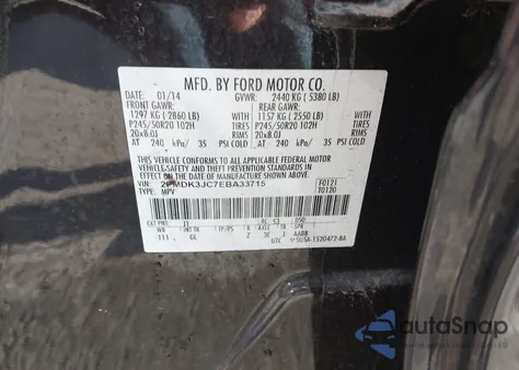 2014 Ford Edge Sel из США, поврежденный, VIN 2FMDK3JC7EBA33715